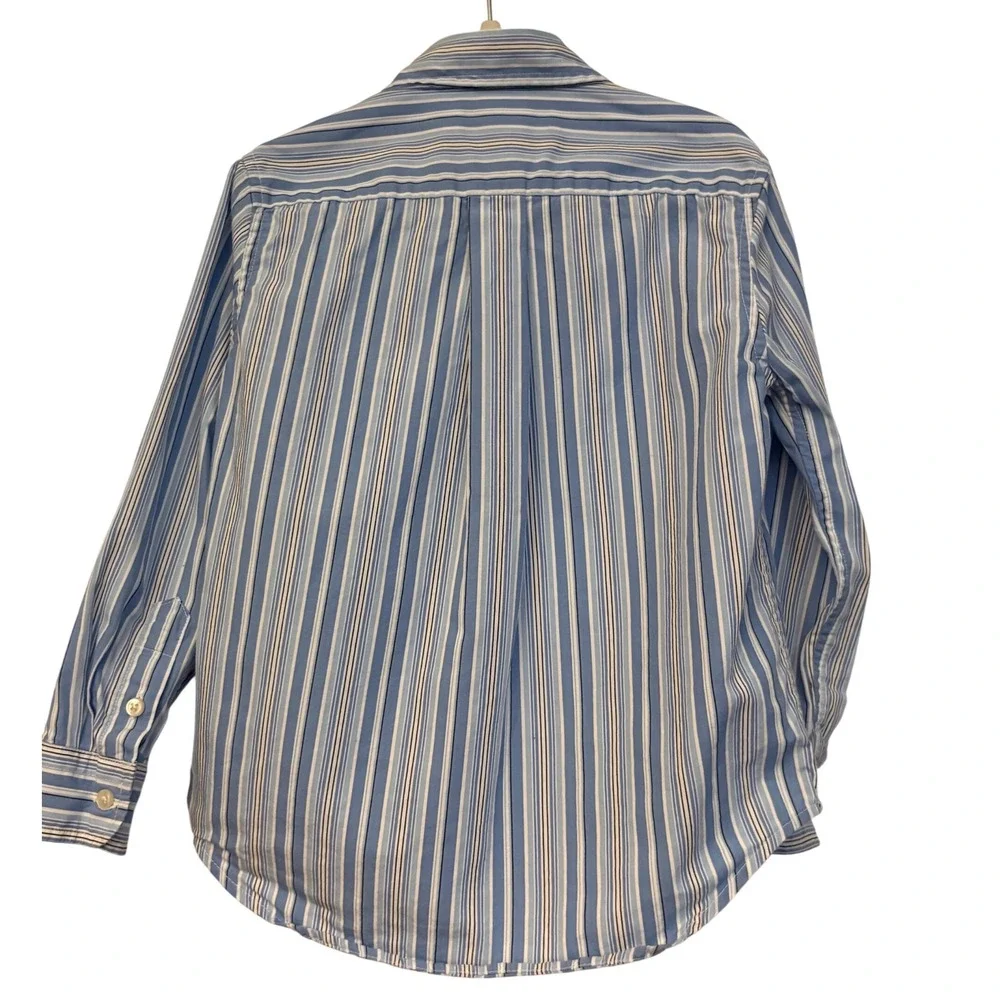 Ralph Lauren Boys Blue White Striped Button Down Shirt‎ 4 4T Long Sleeve Cotton